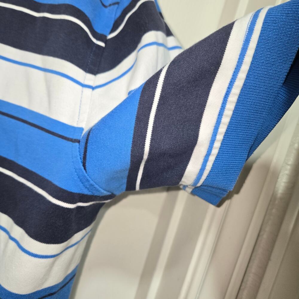 Tommy Hilfiger Striped Polo Shirt Large Blue White Classic Fit - Picture 6 of 11